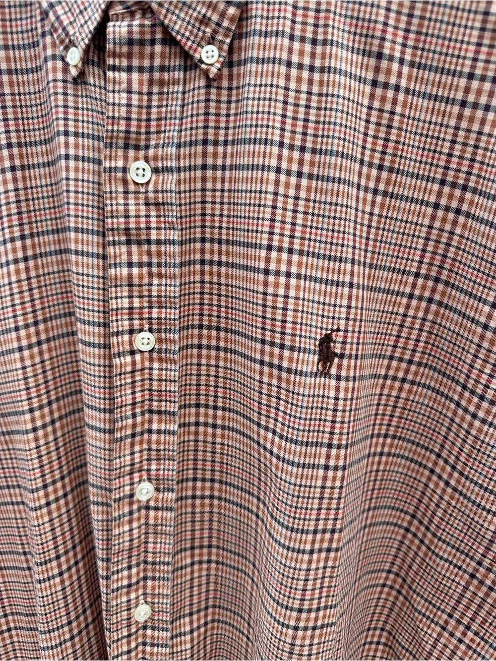 Ralph Lauren Men's Blake Brown Red & Navy Plaid Button-Down Shirt